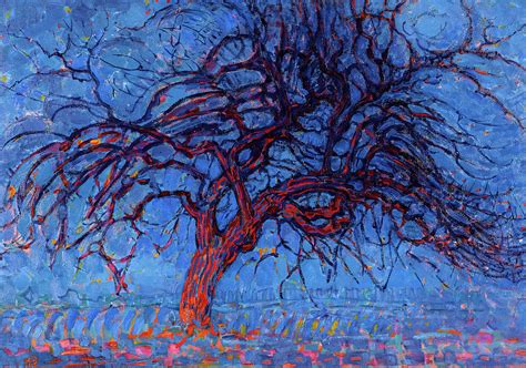 Piet Mondrian red tree art